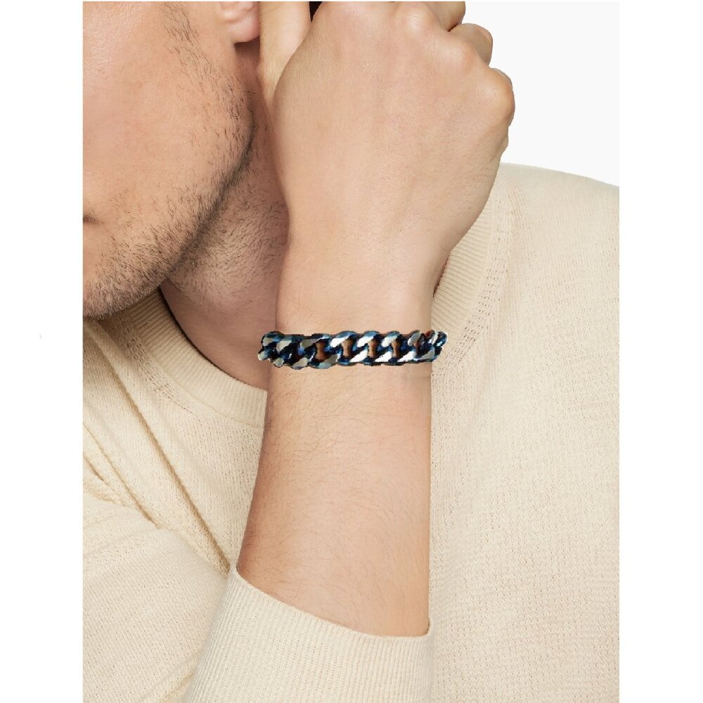 Men's Two-Toned Curb Link Stainless Steel Bracelet - Steel Nation  NWOT